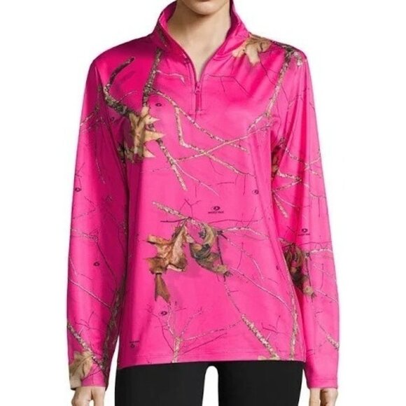 Mossy Oak 1/4 Zip Performance Pullover in Fuschia Size Small NWT - Picture 1 of 3